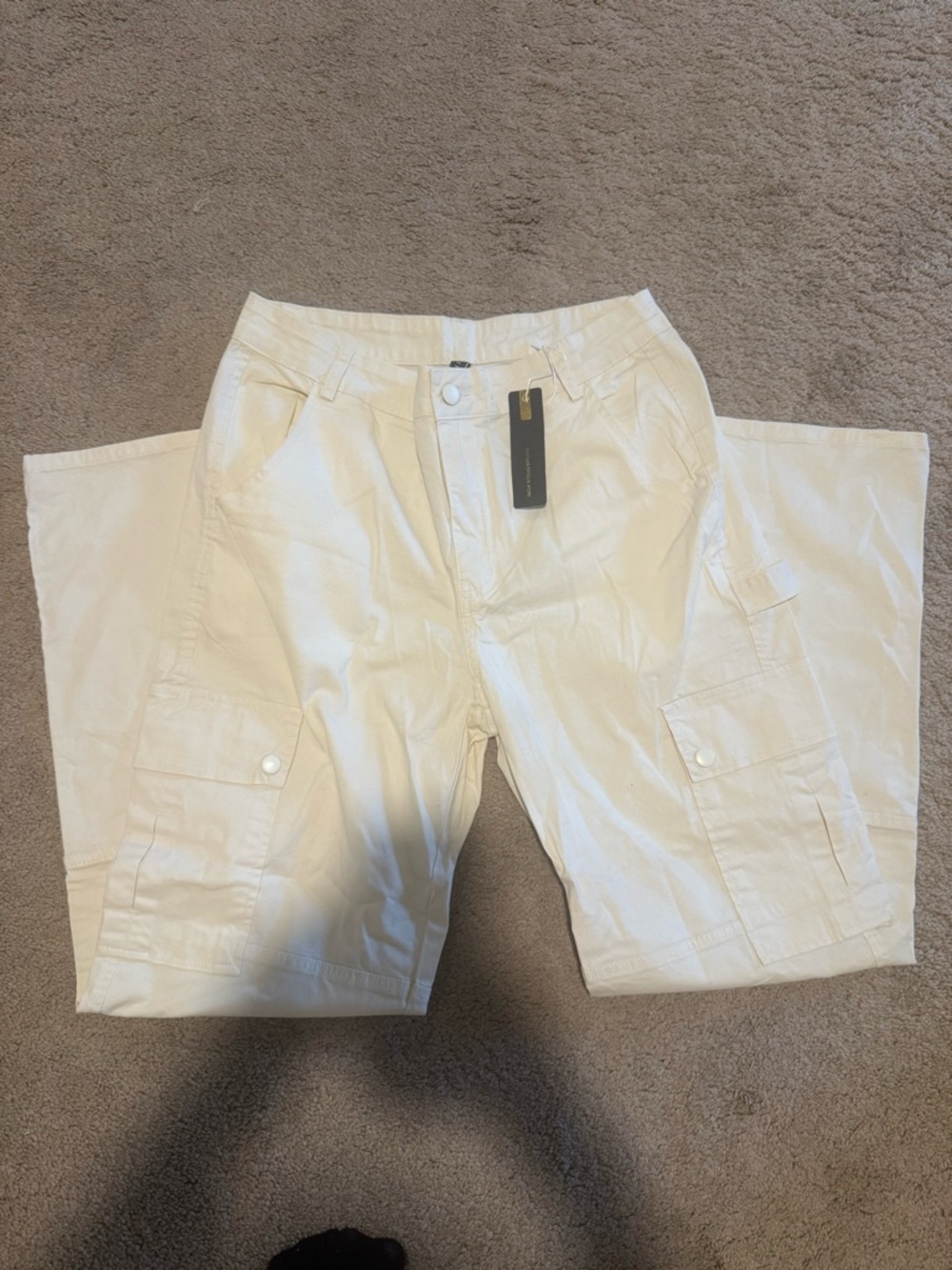 White Cargo Pants with Utility Pockets